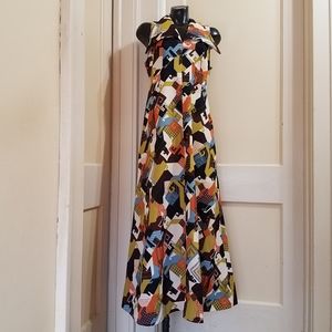 Its Better Vtg 60s Festival Maxi Halter Dress